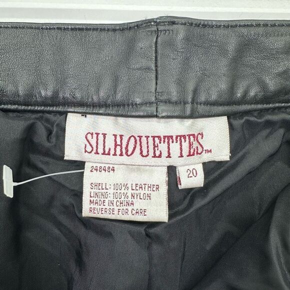 Silhouettes Vintage Women’s Plus size Black Leather High Rise Tapper Leg Pant - Picture 3 of 11